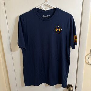 Men's Under Armor Freedom Flag Loose T-Shirt Medium Navy